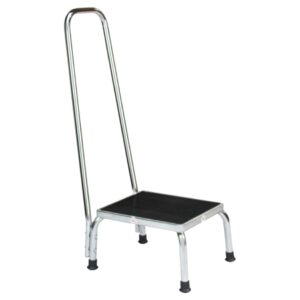 Step Stool with Handrail 1 Step Chrome Plated Steel Frame 9 Inch Step Height