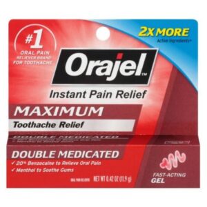 Oral Pain Relief Orajel 20% Strength Benzocaine Oral Gel 0.42 oz.