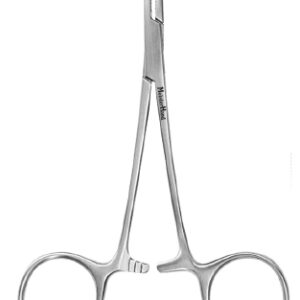 Mosquito Forceps MeisterHand Halsted 5 Inch Length OR / Surgical Grade German Stainless Steel NonSterile Locking Finger Ring Handle Straight Serrated Tips