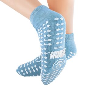 Slipper Socks Pillow Paws 360 degree Imprint Unisex Child All Around Tread Single Patient Use Light Blue