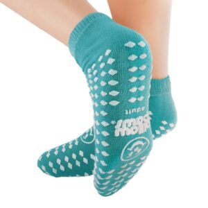 Slipper Socks Pillow Paws 360 degree Imprint Unisex Adult One Size Fits Most All Around Tread Single Patient Use Teal