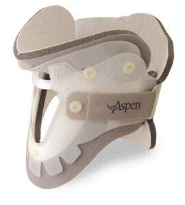 Rigid Cervical Collar with Replacement Pads Aspen Preformed Adult Short Two-Piece / Trachea Opening 13 to 21 Inch Neck Circumference