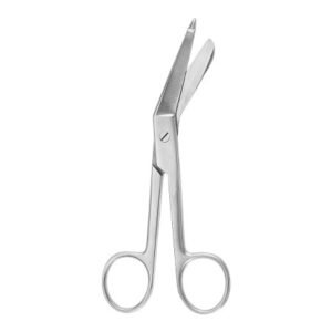 Bandage Scissors McKesson Argent Lister 4-1/2 Inch Length OR / Surgical Grade Stainless Steel NonSterile Finger Ring Handle Angled Blunt Tip / Blunt Tip