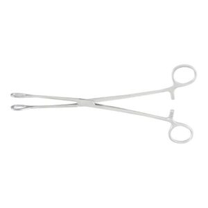 Sponge Forceps McKesson Argent Foerster 9-1/2 Inch Length OR / Surgical Grade German Stainless Steel NonSterile Locking Finger Ring Handle Straight Fenestrated Serrated Oval Tips