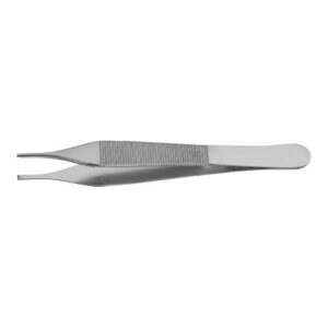 Tissue Forceps McKesson Argent Adson 4-3/4 Inch Length OR / Surgical Grade German Stainless Steel NonSterile NonLocking Thumb Handle Straight 1 X 2 Teeth