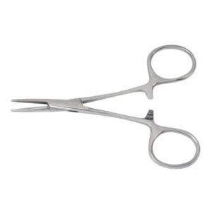 Mosquito Forceps McKesson Hartmann 3-1/2 Inch Length Floor / Office Grade Pakistani Stainless Steel NonSterile Locking Finger Ring Handle Straight Serrated Tips
