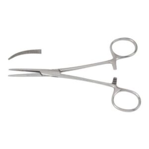 Hemostatic Forceps McKesson Crile 5-1/2 Inch Length Floor / Office Grade Pakistani Stainless Steel NonSterile Locking Finger Ring Handle Curved Serrated Tips