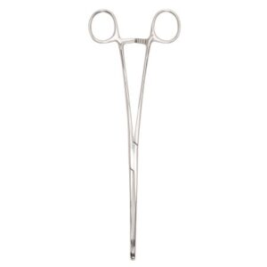 Sponge Forceps McKesson Foerster 9-1/2 Inch Length Floor / Office Grade Pakistani Stainless Steel NonSterile Locking Finger Ring Handle Straight Fenestrated Serrated Oval Tips