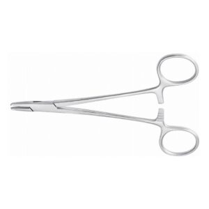 Needle Holder McKesson Baumgartner 5-1/2 Inch Length Serrated Jaws Finger Ring Handle