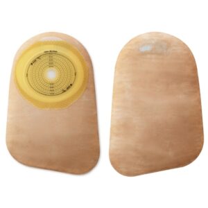 Ostomy Pouch Premier One-Piece System 9 Inch Length Flat, Pre-Cut 1 Inch Stoma Closed End