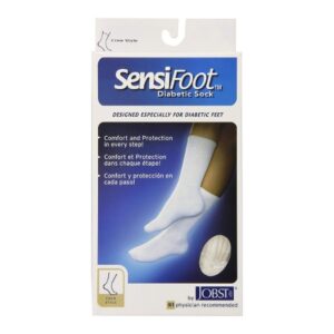 Diabetic Compression Socks JOBST Sensifoot Crew Large White Closed Toe