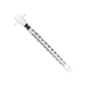Safety Insulin Syringe with Needle Sol-Care 1 mL 1/2 Inch 29 Gauge Retractable Safety Needle Regular Wall