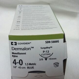 Nonabsorbable Suture with Needle Dermalon Nylon P-12 3/8 Circle Precision Reverse Cutting Needle Size 4-0 Monofilament
