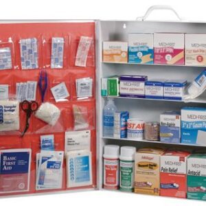 First Aid Cabinet Portable / Wall Mount Stainless Steel 4 Shelves Two Latch