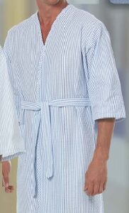 Patient Robe Unisex Large Blue Stripe Reusable