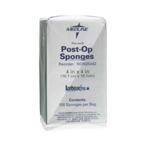 Cellulose Filled Nonwoven Sponge Medline Post Op 4 X 4 Inch NonSterile 100 per Pack