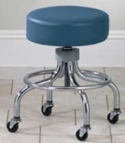 Base Stool Chrome Series Backless Screw Adjustment 4 Casters Black