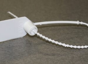 Tamper Evident Seal Pull-Tight Loks Numbered White Plastic 9 Inch