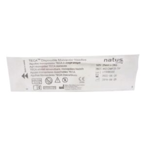 EMG Needle Electrode with Leadwire Teca 28 Gauge X 1 Inch Length X 24 Inch Lead Length Coated Stainless Steel Sterile Monopolar Needle Tip Disposable