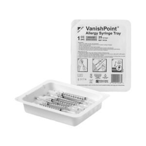 Safety Allergy Tray VanishPoint 1 mL 1/2 Inch 27 Gauge Retractable Safety Needle Regular Wall