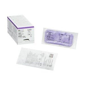 Absorbable Suture with Needle Polysorb Polyester P-13 3/8 Circle Precision Reverse Cutting Needle Size 4-0 Braided