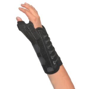 Thumb Brace with Wrist Support Titan Thumb Adult One Size Fits Most Dual-Pull Lace Closure Right Hand Black