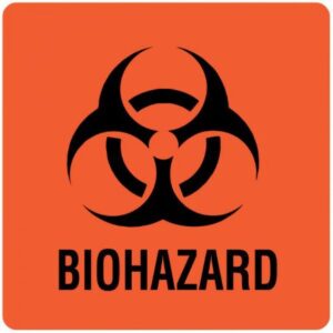 Pre-Printed Label UAL Caution Label Fluorescent Red Paper Biohazard / Symbol Black Biohazard 3 X 3 Inch