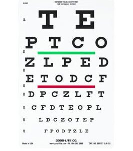 Eye Chart Good-Lite 20 Foot Distance Acuity Test