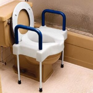 Raised Toilet Seat with Arms and Legs Extra Wide Tall-Ette 4 Inch Height Standard / Elongated 350 lbs. Weight Capacity