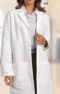 Lab Coat White Large Knee Length 65% Polyester / 35% Cotton Reusable