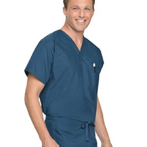 Scrub Shirt X-Small Navy Blue 2 Pockets Short Sleeve Unisex