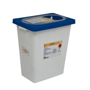 Pharmaceutical Waste Container PharmaSafety White Base 17-3/4 H X 11 W X 15-1/2 D Inch Vertical Entry 8 Gallon