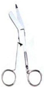 Bandage Scissors One Time 5-1/2 Inch Length Floor Grade Nickel Plated Steel NonSterile Finger Ring Handle Angled Blunt Tip / Blunt Tip
