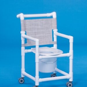Commode / Shower Chair ipu Fixed Arms PVC Frame Mesh Backrest 18 Inch Seat Width 300 lbs. Weight Capacity