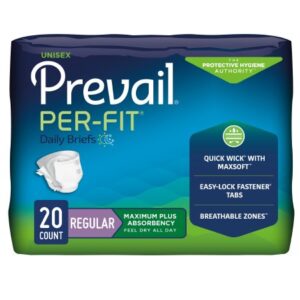 Unisex Adult Incontinence Brief Prevail Per-Fit Maximum Plus Regular Disposable Heavy Absorbency