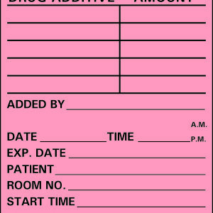 Pre-Printed Label Barkley Anesthesia Label Red Paper Medication Added Black Medication Instruction 2 X 3 Inch