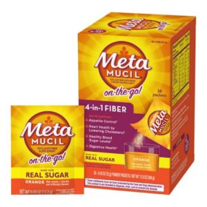 Fiber Supplement Metamucil Orange Flavor Powder 30 per Box 3.4 Gram Strength Psyllium Husk