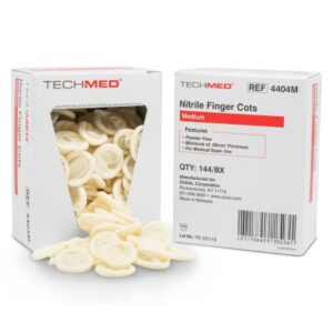 Finger Cot Tech-Med Medium 2-1/4 Inch Length Powder Free Nitrile NonSterile