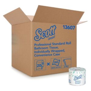 Toilet Tissue Scott Essential White 2-Ply Standard Size Cored Roll 550 Sheets 4 X 4-1/10 Inch