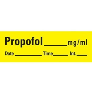 Drug Label Barkley Anesthesia Label Tape Propofol_mg/mL Date_Time_Int_ Yellow 1/2 X 1-1/2 Inch