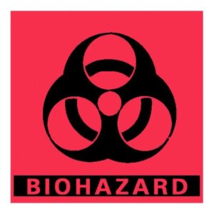 Pre-Printed Label Barkley Caution Label Fluorescent Red Paper Biohazard / Symbol Black Biohazard 5 X 5 Inch