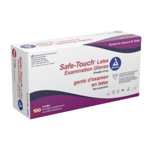 Exam Glove Safe-Touch Large NonSterile Latex Standard Cuff Length Textured Fingertips Ivory Not Rated