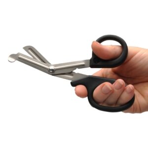 Trauma Scissors MooreBrand Medicut 7-1/4 Inch Length Floor / Office Grade Stainless Steel / Plastic Black Finger Ring Handle Angled Blunt Tip / Blunt Tip