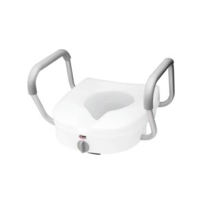 Raised Toilet Seat with Arms Carex E-Z Lock 5 Inch Height Standard Round 300 lbs. Weight Capacity
