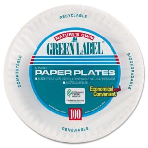 Plate AJM Packaging Corporation White Single Use Paper 9 Inch Diameter