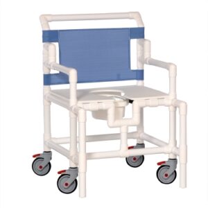 Commode / Shower Chair ipu Fixed Arms PVC Frame Mesh Backrest 24 Inch Seat Width 550 lbs. Weight Capacity