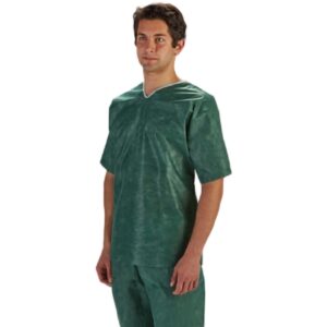 Scrub Shirt Barrier X-Large Green 3 Pockets Short Set-In Sleeve Unisex
