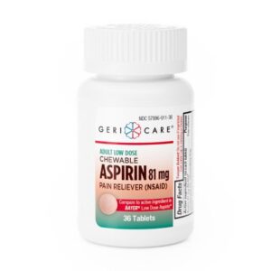 Pain Relief Geri-Care 81 mg Strength Aspirin Chewable Tablet 36 per Bottle