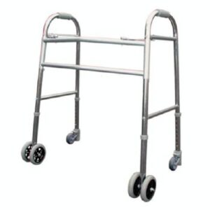 Bariatric Dual Release Folding Walker with Wheels Adjustable Height Tuffcare Aluminum Frame 700 lbs. Weight Capacity 34 to 38 Inch Height
