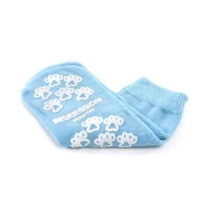 Slipper Socks McKesson Terries Unisex Child Double Tread Single Patient Use Light Blue